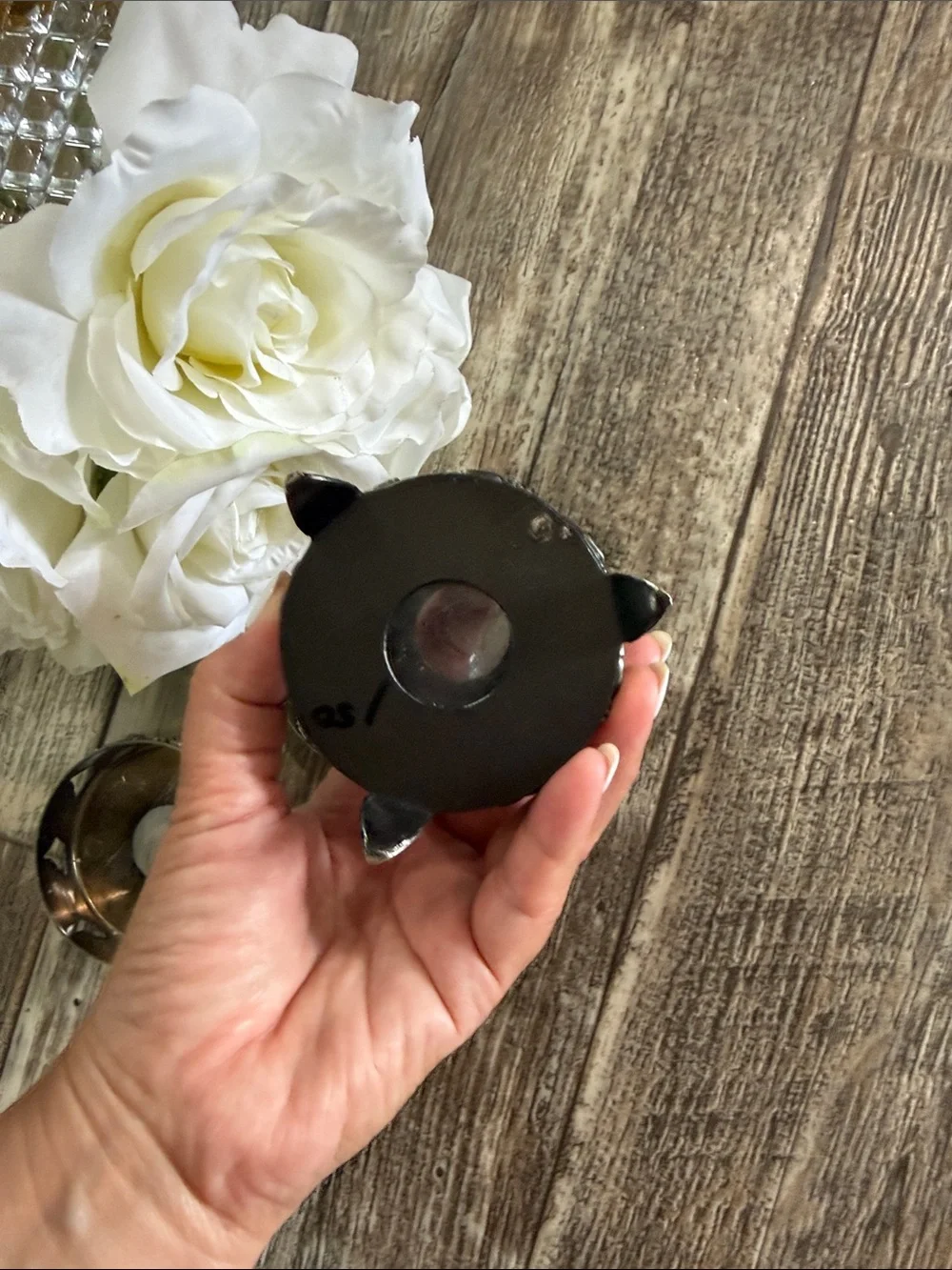 🌟VINTAGE 🌟Pewter Silver Rose Candle Holder, SET 2